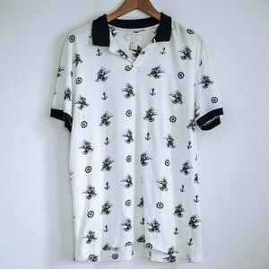Forever 21 Nautical Preppy Polo Sailor Shirt with Blue Collar Size M